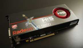 ATI Radeon HD 5850 graphics card on a black surface