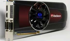 Close-up of the ATI Radeon HD 5870 graphics card