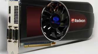 Close-up of the ATI Radeon HD 5870 graphics card