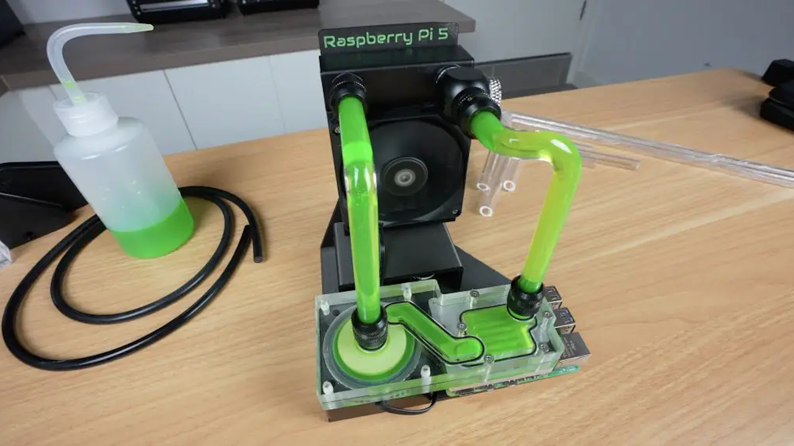 This custom Raspberry Pi 5 waterblock looks like a mad scientist's lab ...