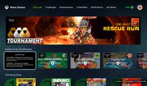 Retro Classics tournament menu showing upcoming game tournaments