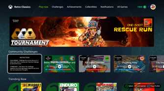 Retro Classics tournament menu showing upcoming game tournaments