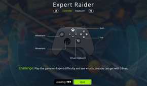 Retro Classics loading screen for Expert Raider challenge, showing the controls
