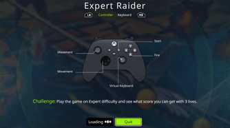 Retro Classics loading screen for Expert Raider challenge, showing the controls