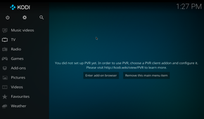 Screenshot showing Kodi TV