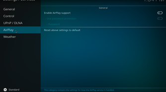 Screenshot showing airplay in kodi