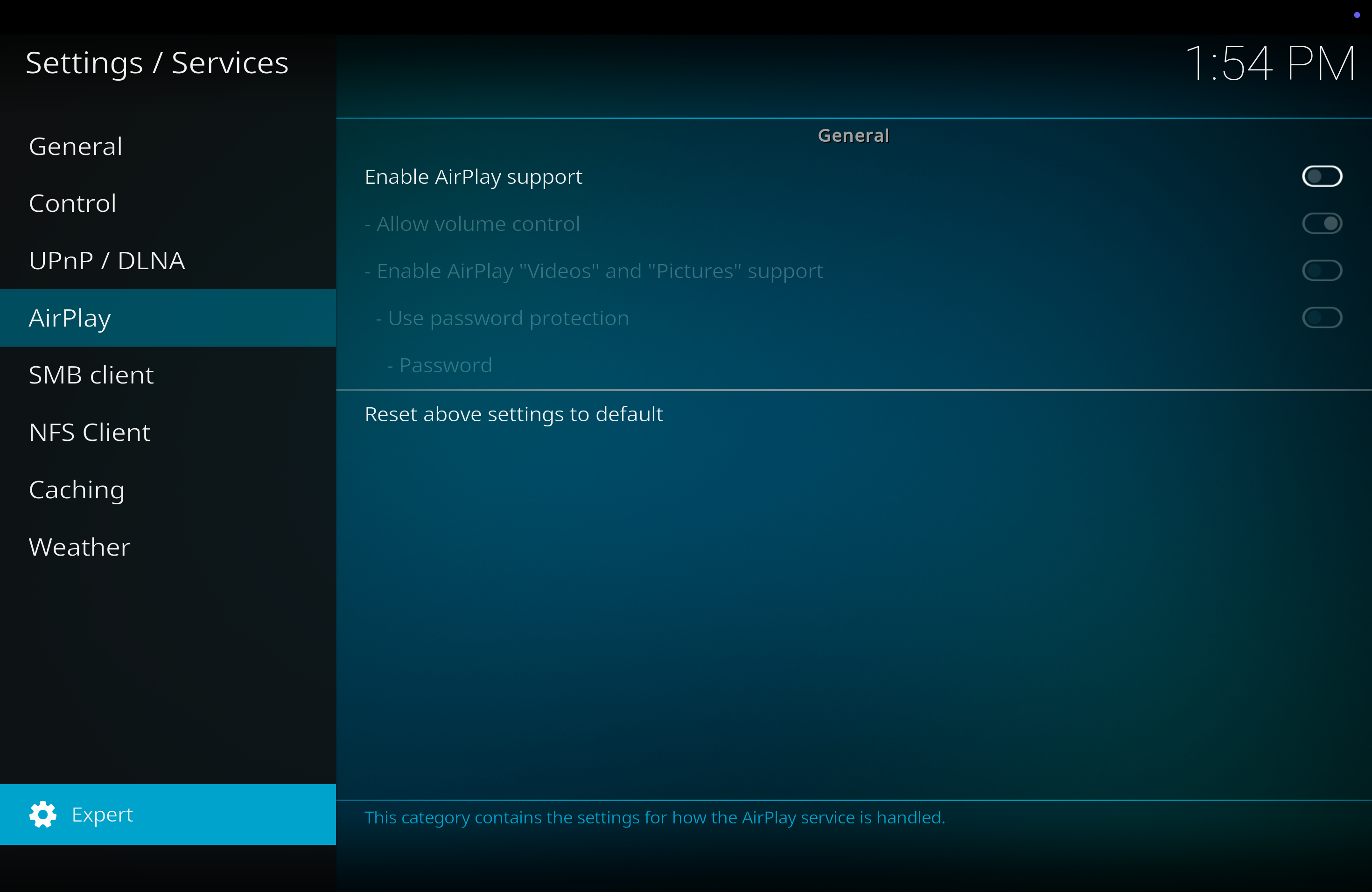 Kodi expert settings