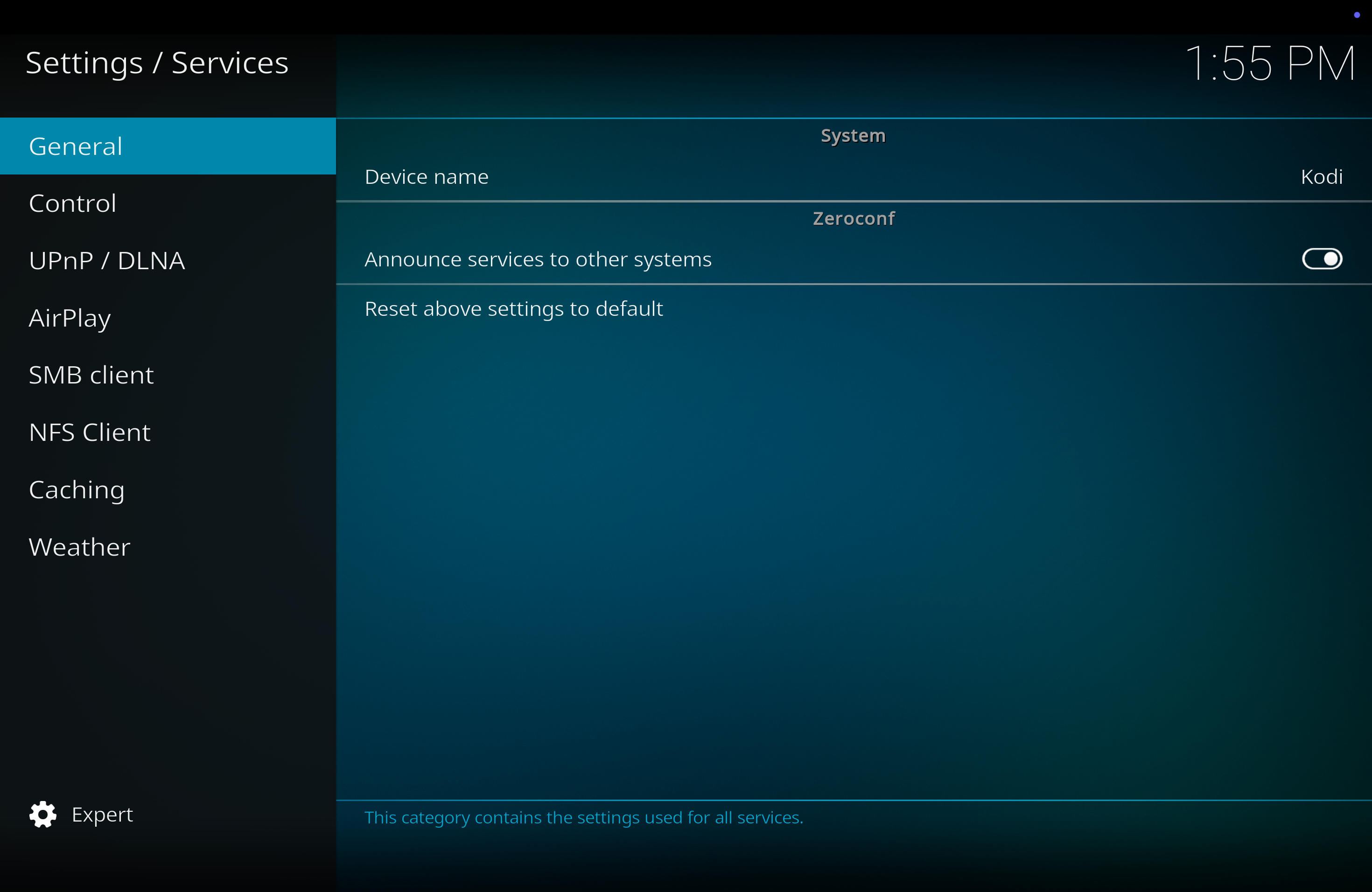 Kodi general options