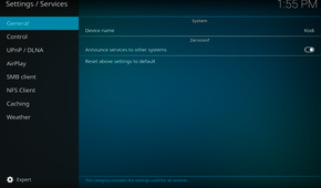 Kodi general options