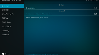Kodi general options