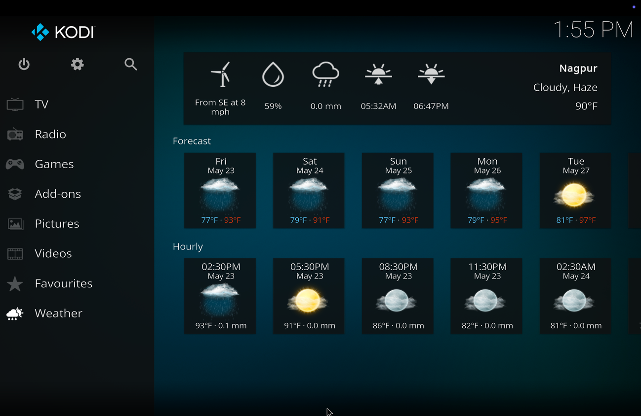 Kodi weather settings