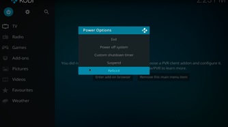 Kodi quiting options