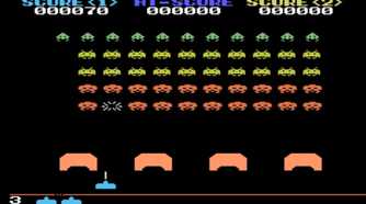 A screenshot of gameplay from Space Invaders on the SG-1000