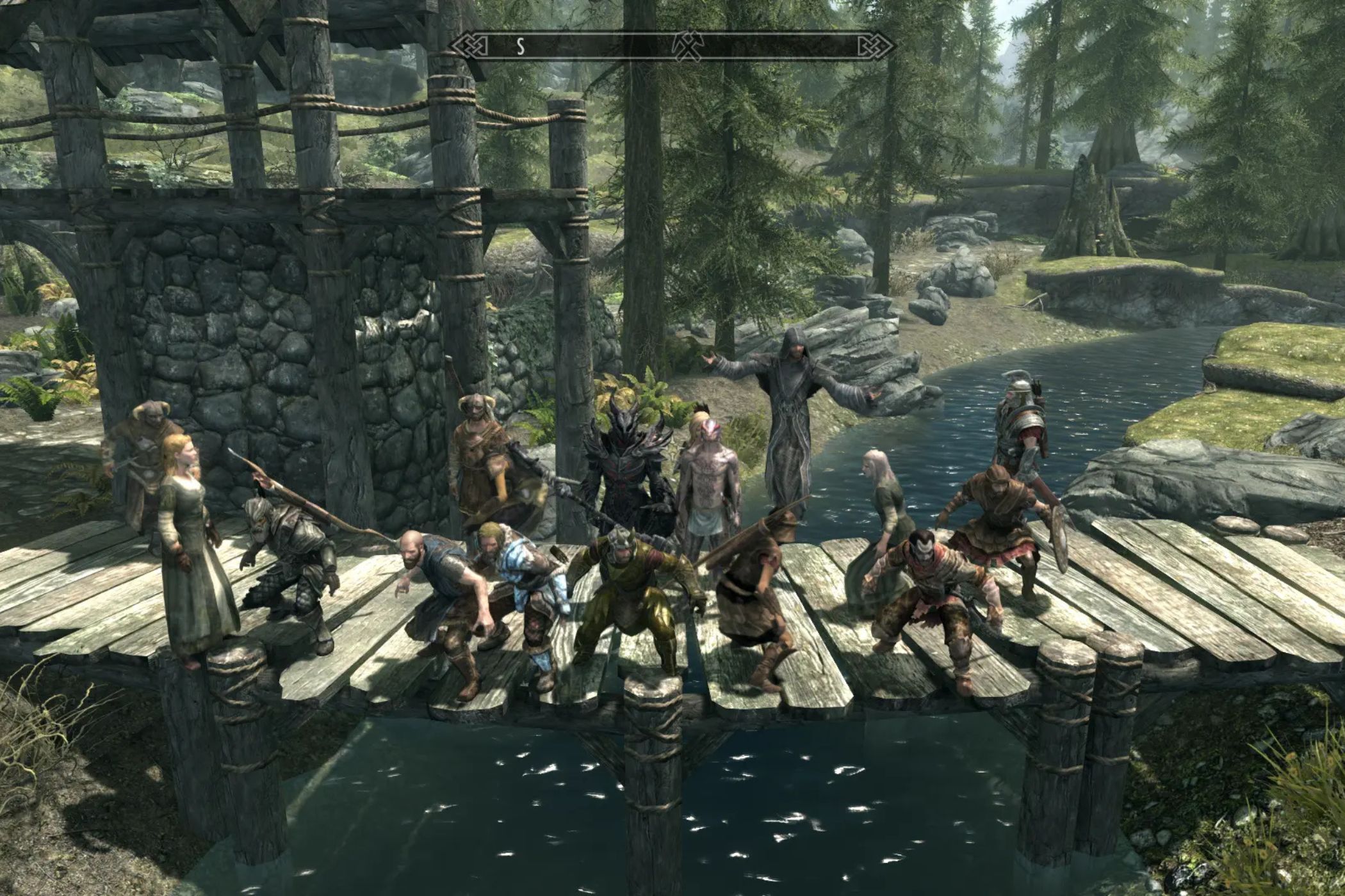 Skyrim together mod players on bridge