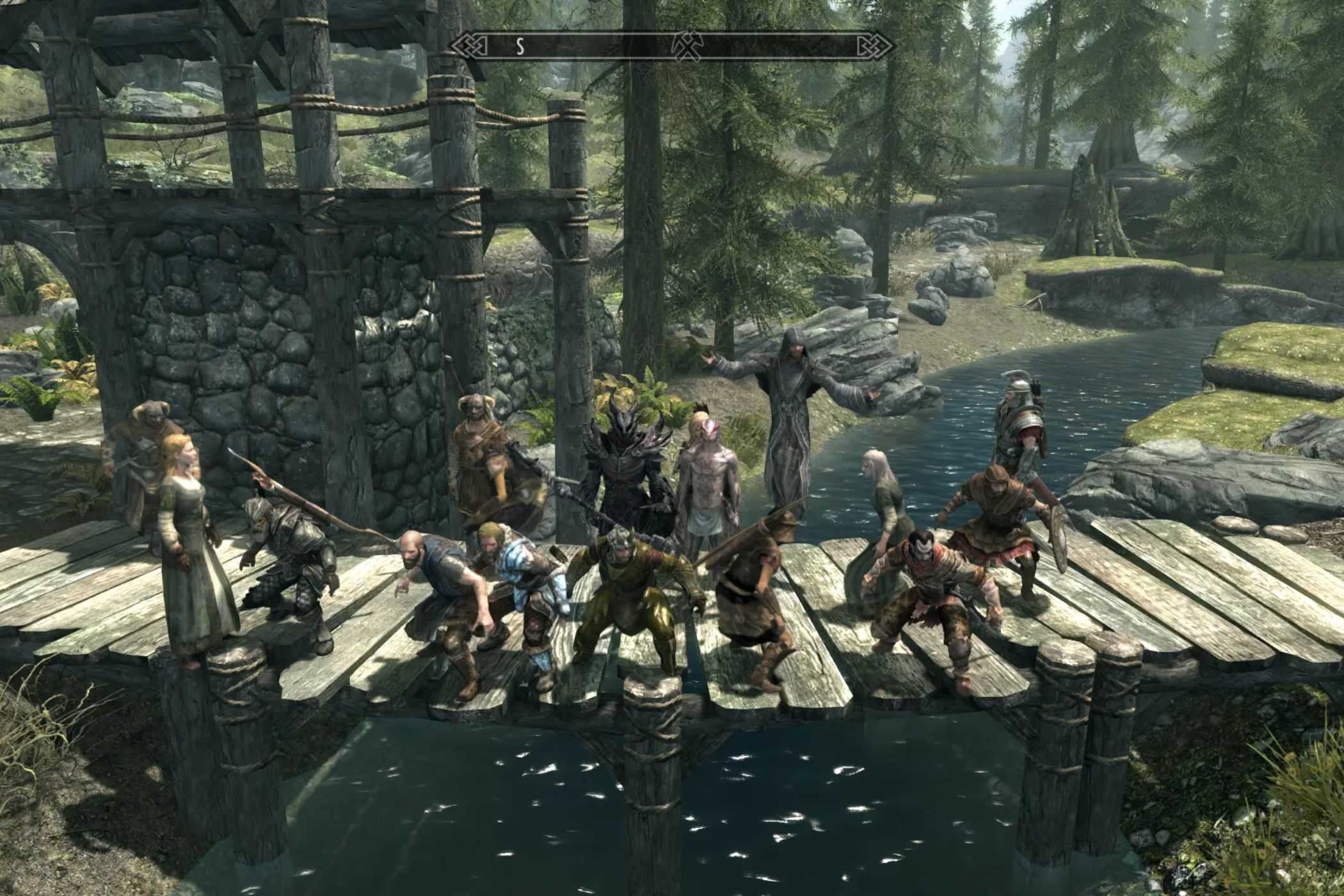 Skyrim together mod players on bridge