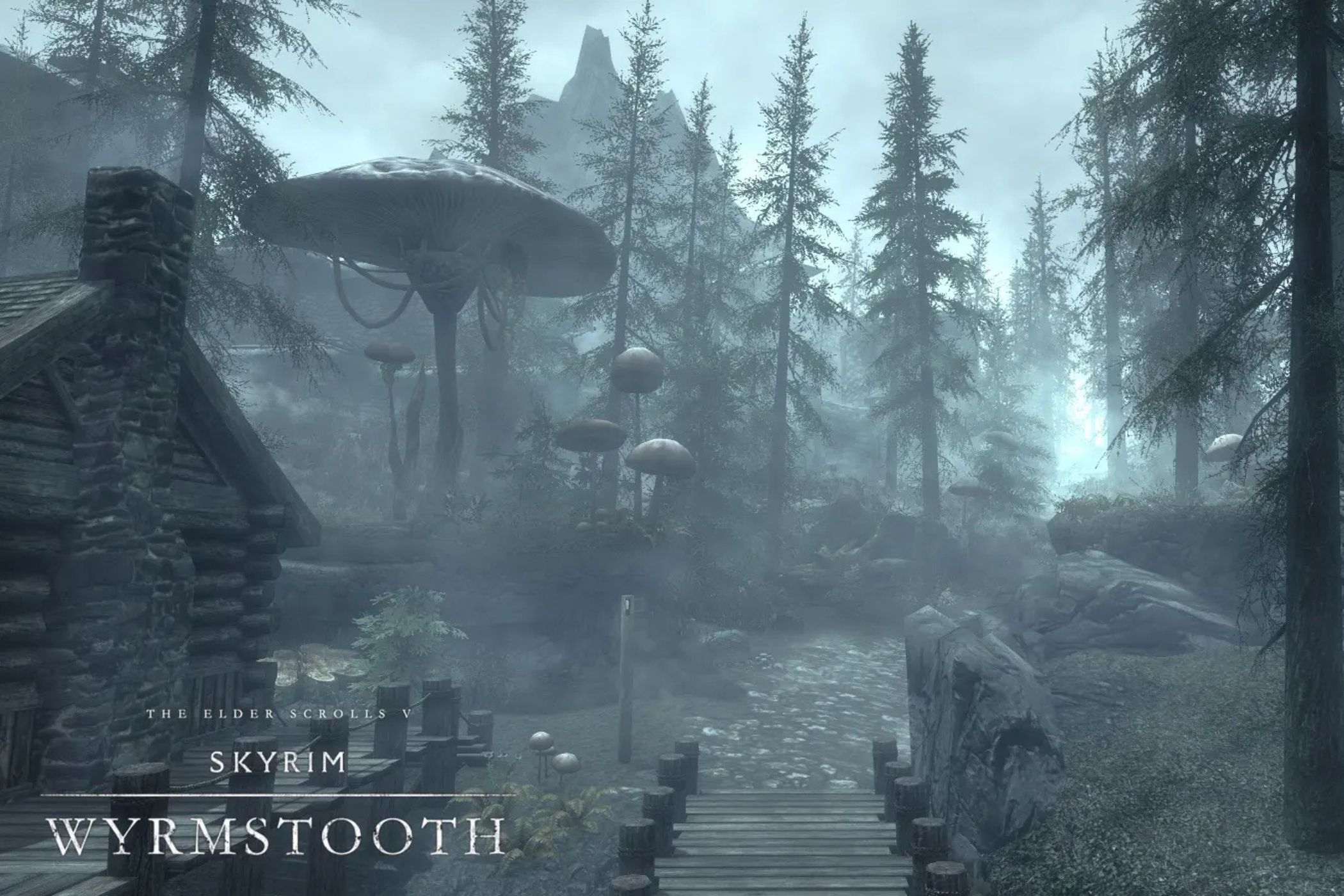 Skyrim Wyrmstooth town with mushrooms