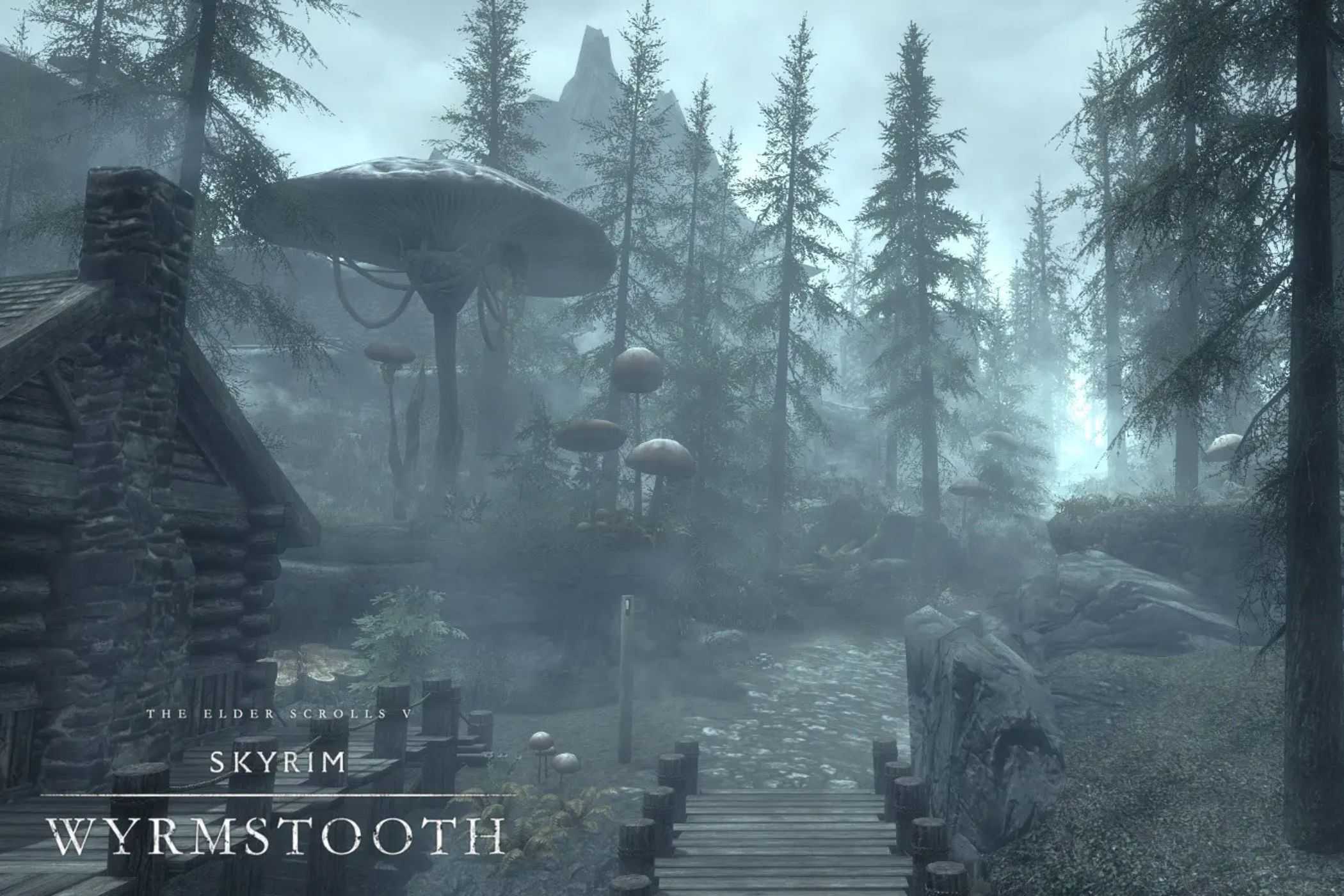 Skyrim Wyrmstooth town with mushrooms