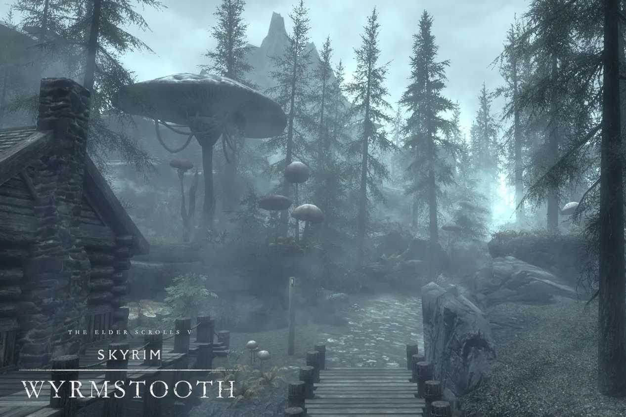 Skyrim Wyrmstooth town with mushrooms
