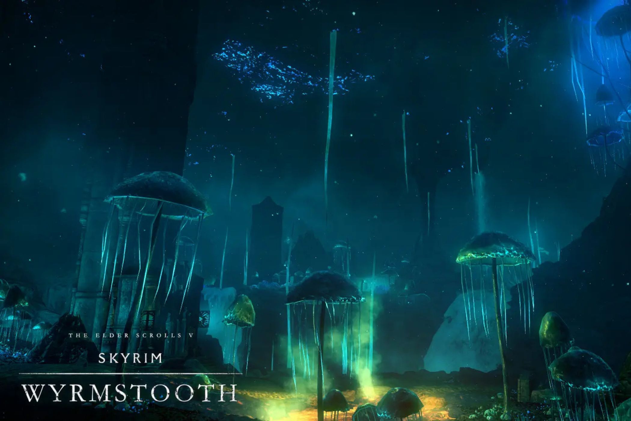 Skyrim Wyrmstooth mystic mushrooms at night