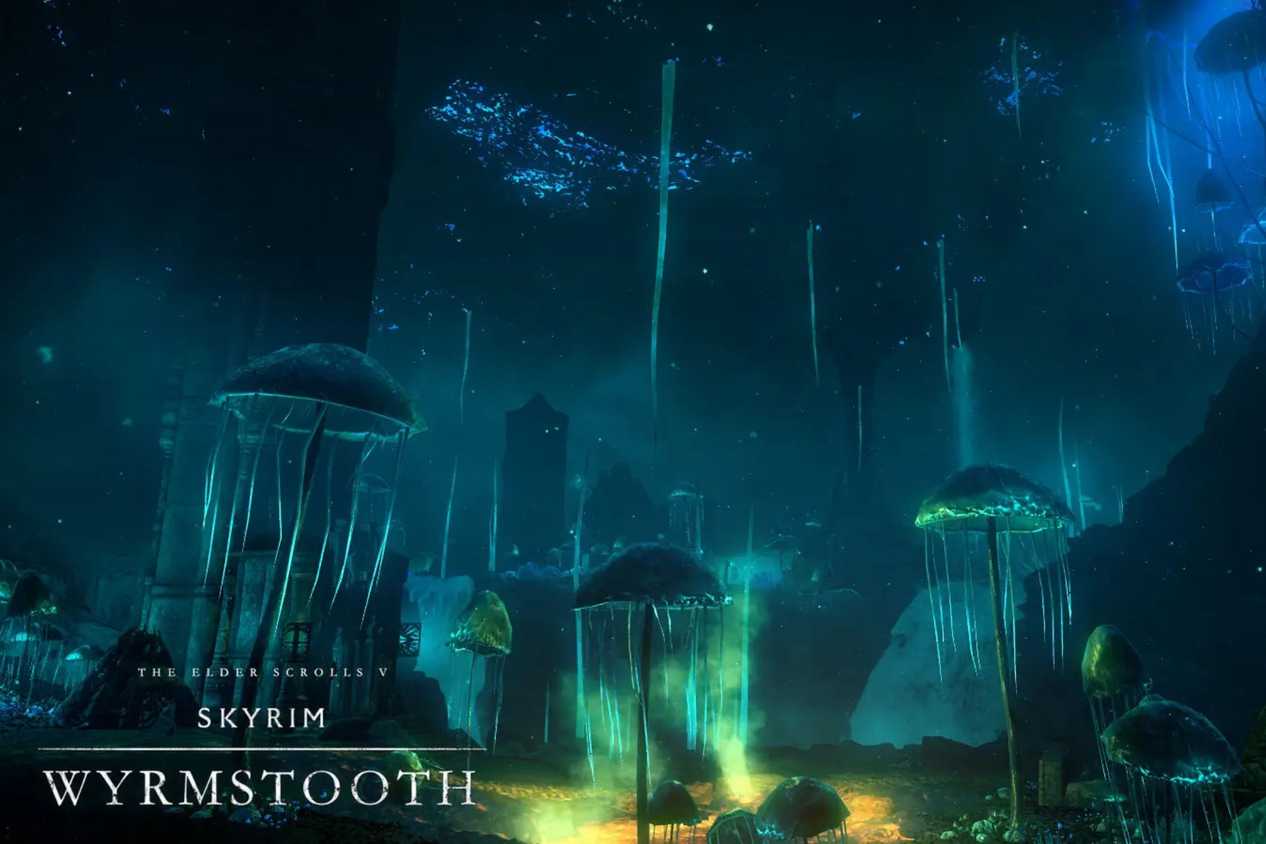 Skyrim Wyrmstooth mystic mushrooms at night