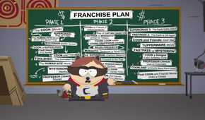Cartman explaining a blackboard in South Park: The Fractured But Whole.