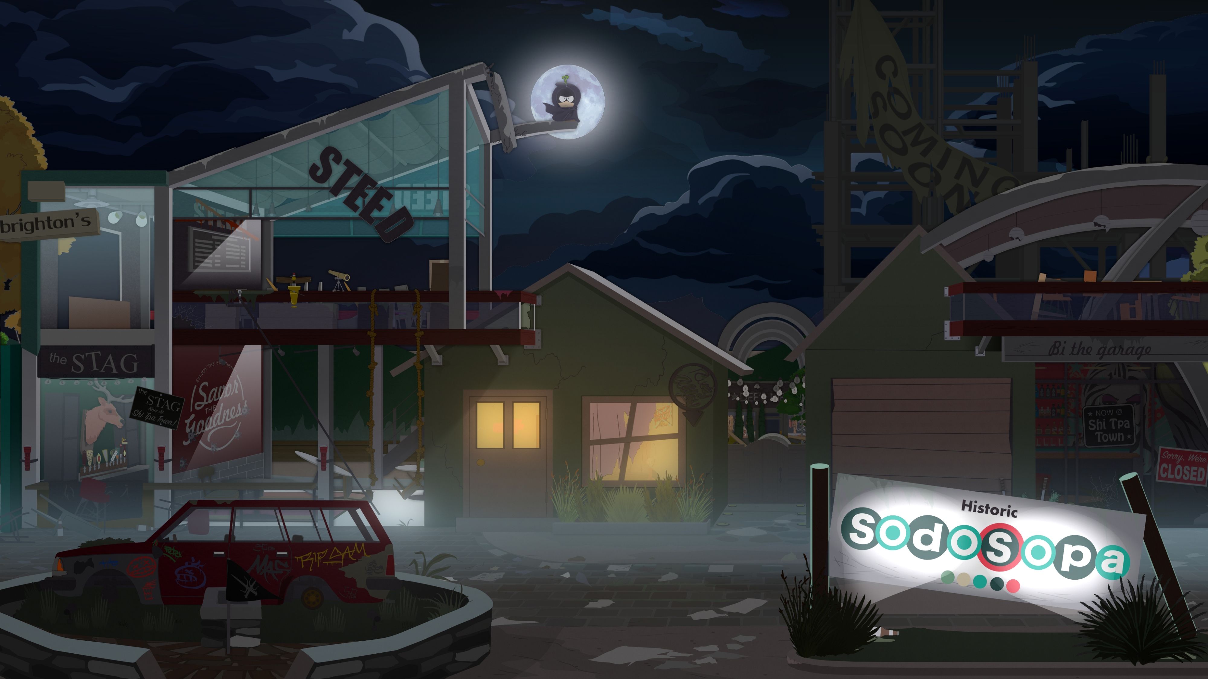 A ruined view of the town of South Park in South Park: The Fractured But Whole.