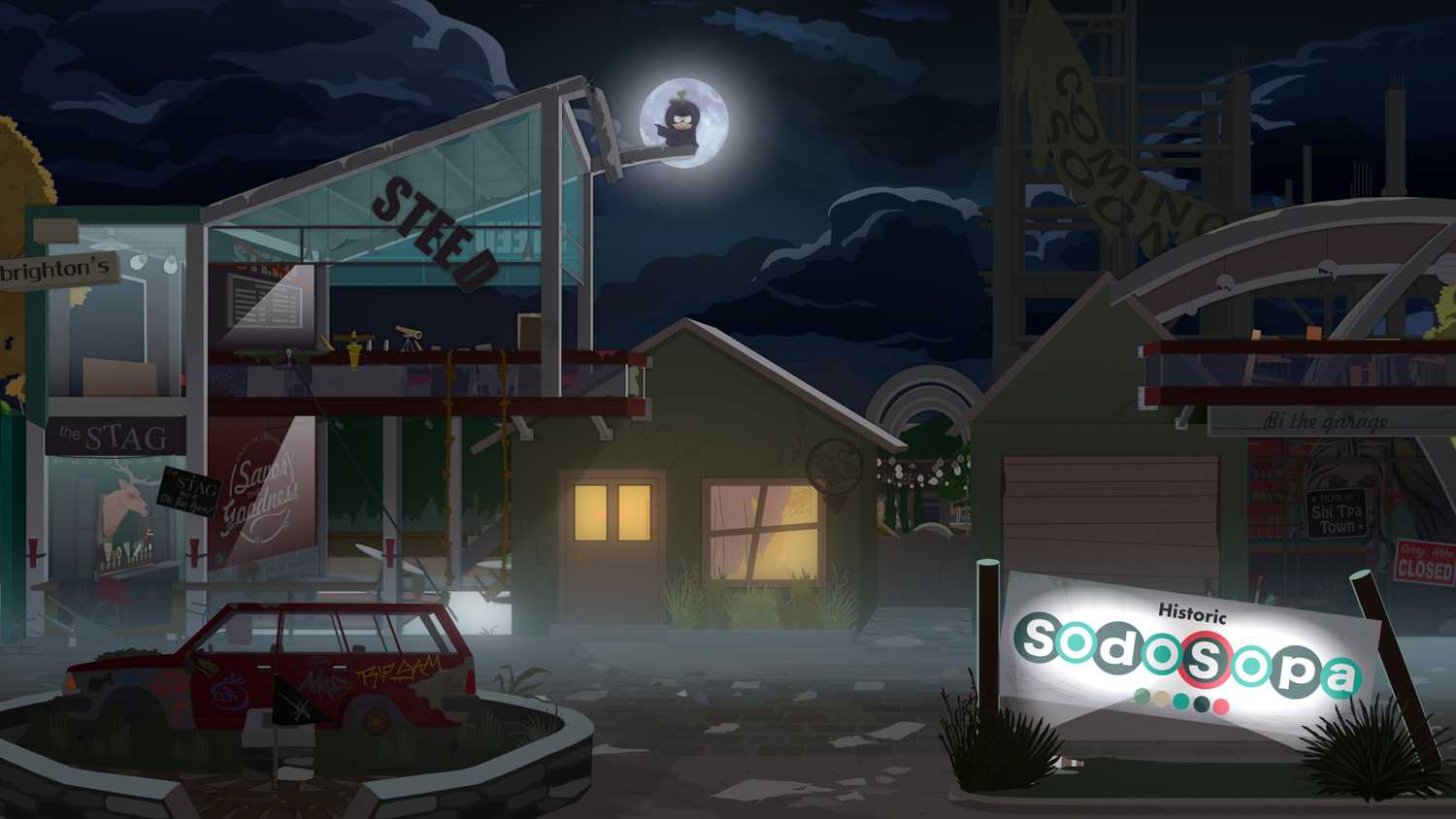 A ruined view of the town of South Park in South Park: The Fractured But Whole.