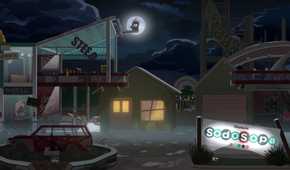 A ruined view of the town of South Park in South Park: The Fractured But Whole.