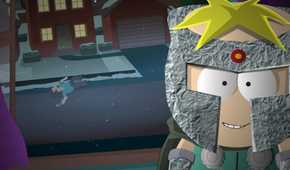 Butters Scoth wearing a tinfoil mask in South Park: The Fractured But Whole.
