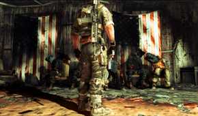 Martin walker looking at hooded corpses in Spec Ops: The Line.