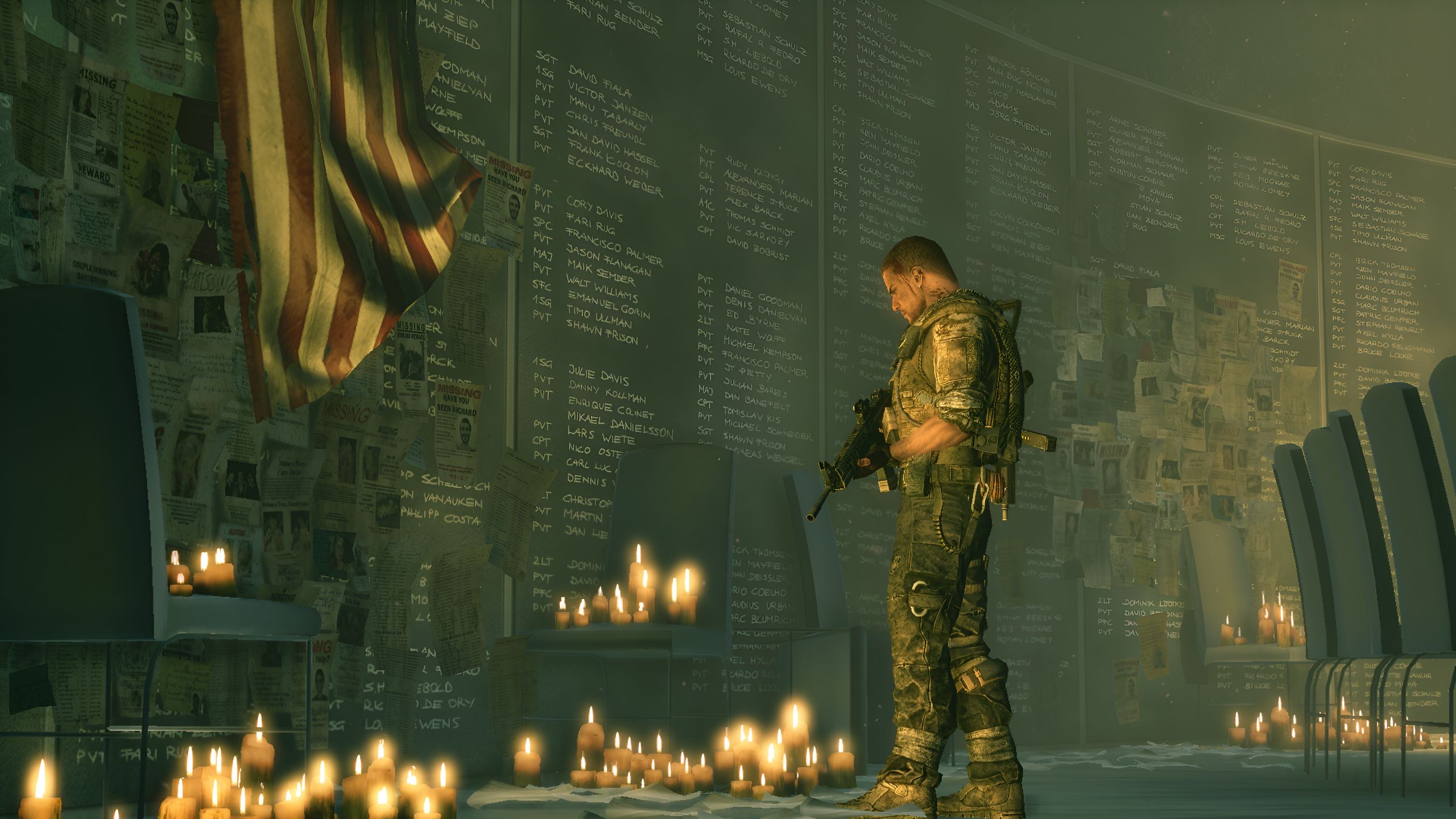 Martin walking standing at a memorial in Spec Ops: The Line.