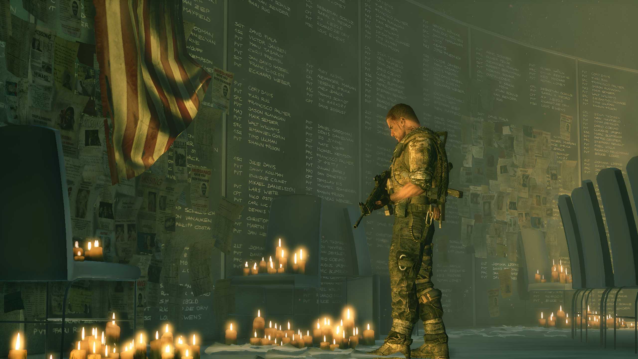 Martin walking standing at a memorial in Spec Ops: The Line.