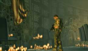 Martin walking standing at a memorial in Spec Ops: The Line.