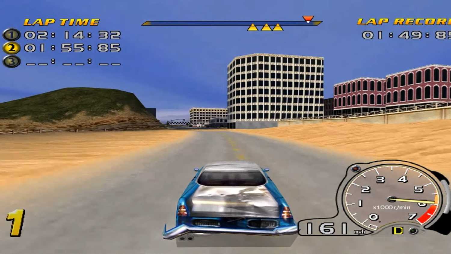 A screenshot of a race in Speed Devils on Sega Dreamcast