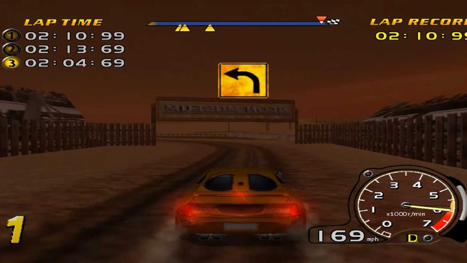 A screenshot of a race in Speed Devils on Sega Dreamcast