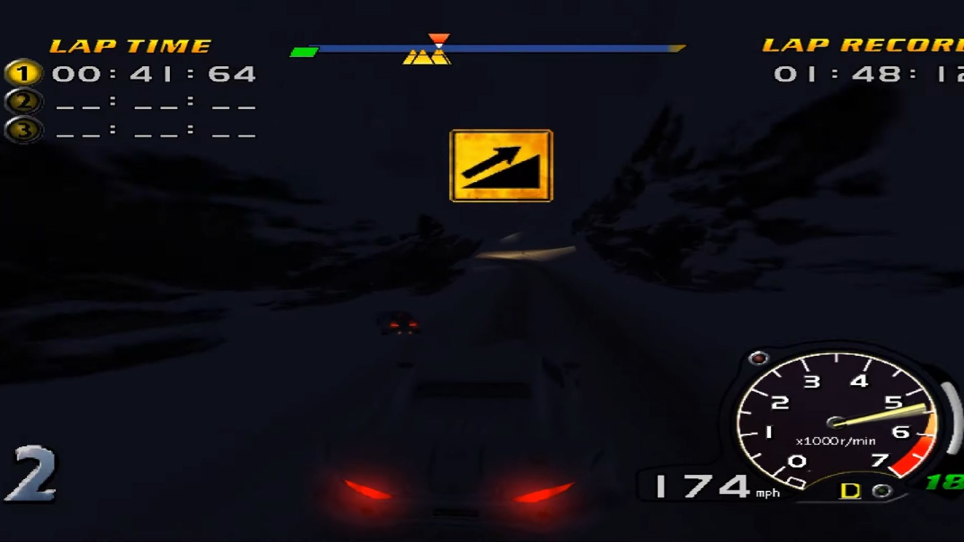 A screenshot of a race in Speed Devils on Sega Dreamcast