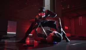 A screenshot from the game "SPINE - This is Gun Fu", showing the protagonist fighting an enemy with a huge knife.