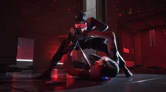 A screenshot from the game "SPINE - This is Gun Fu", showing the protagonist fighting an enemy with a huge knife.