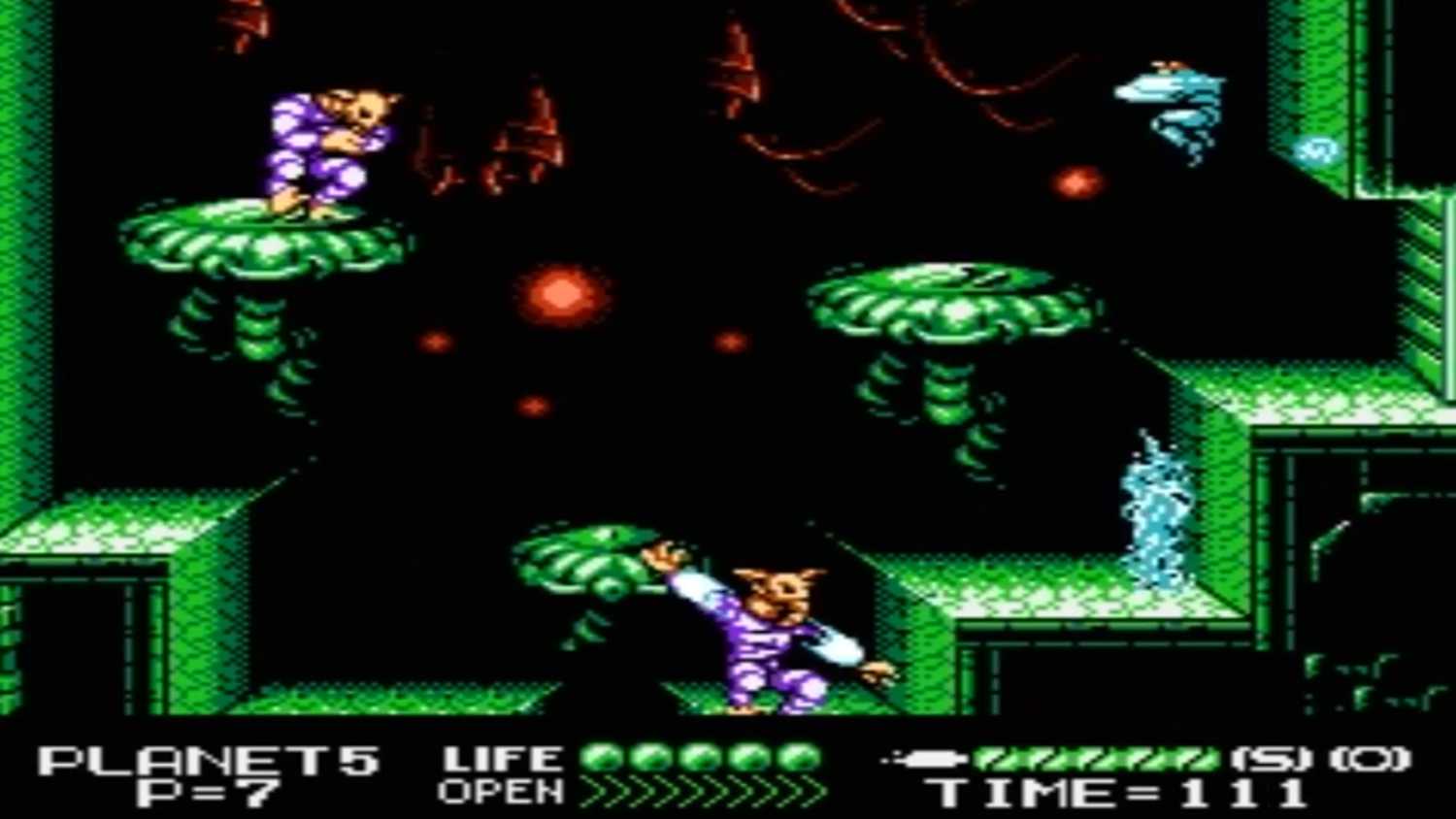 A screenshot of gameplay from Street Fighter 2010 on NES.