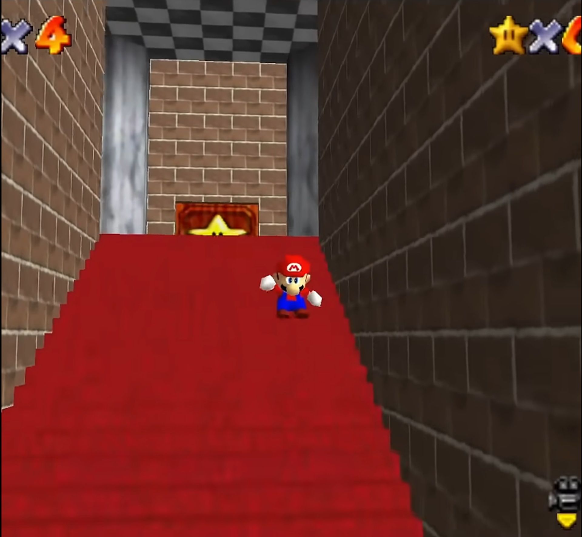 A screenshot of gameplay from Super Mario 64