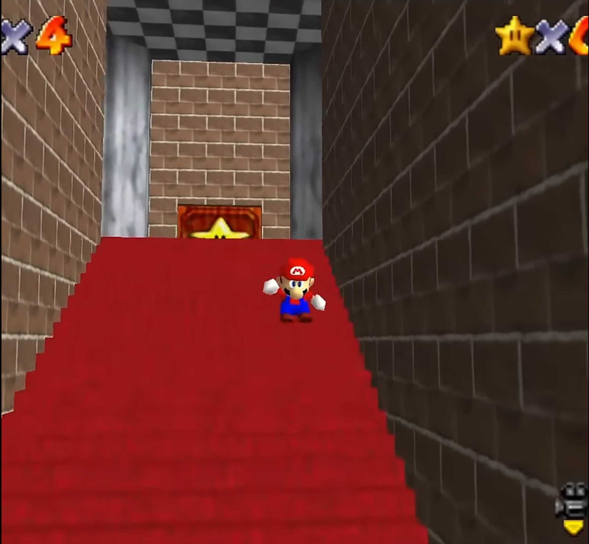 A screenshot of gameplay from Super Mario 64