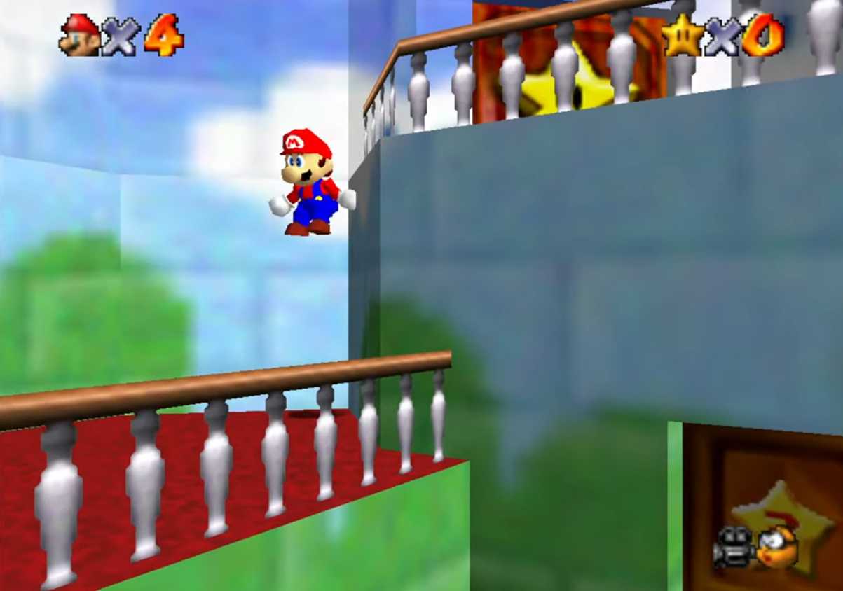 A screenshot of gameplay from Super Mario 64