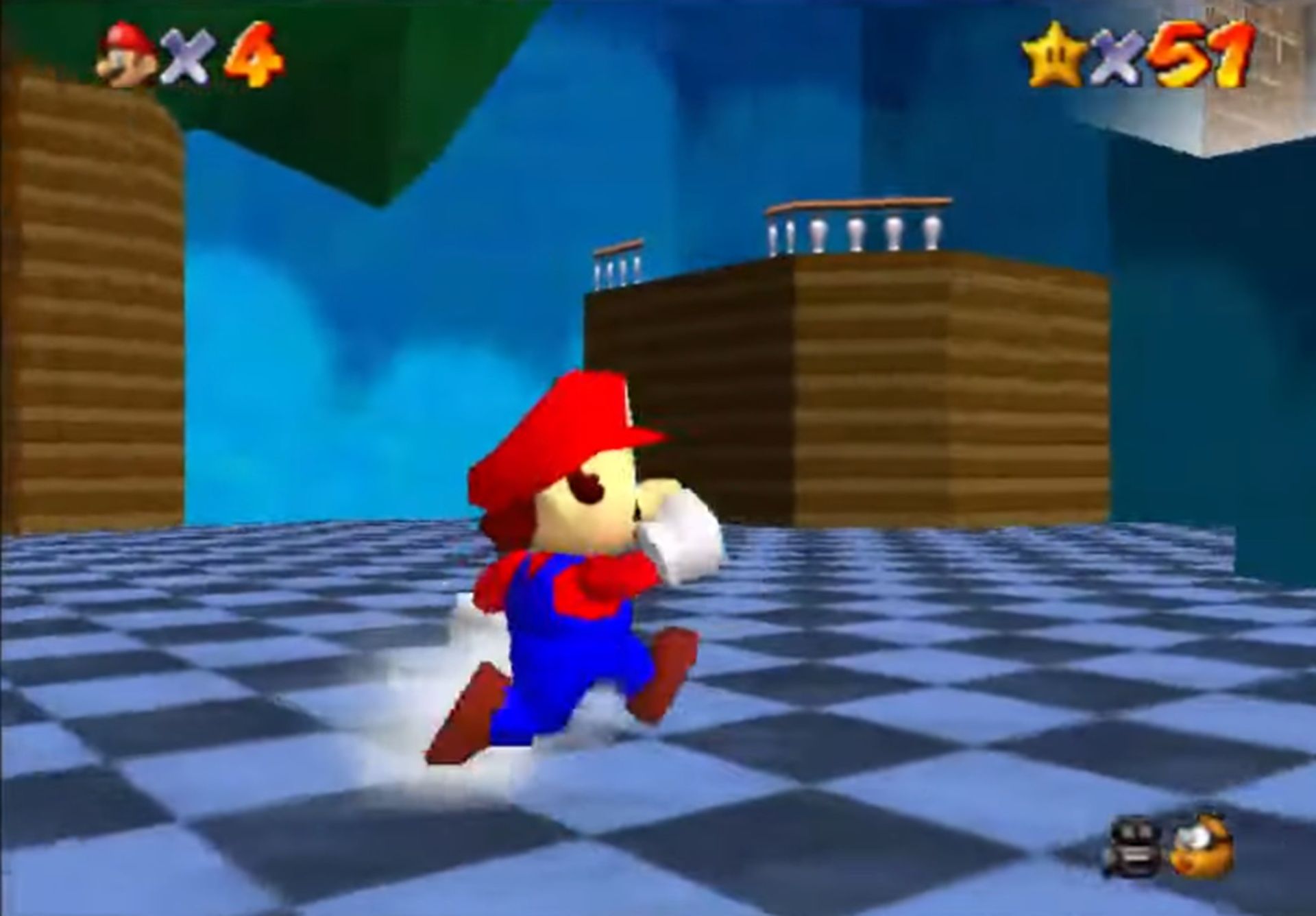 A screenshot of gameplay from Super Mario 64