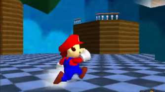 A screenshot of gameplay from Super Mario 64
