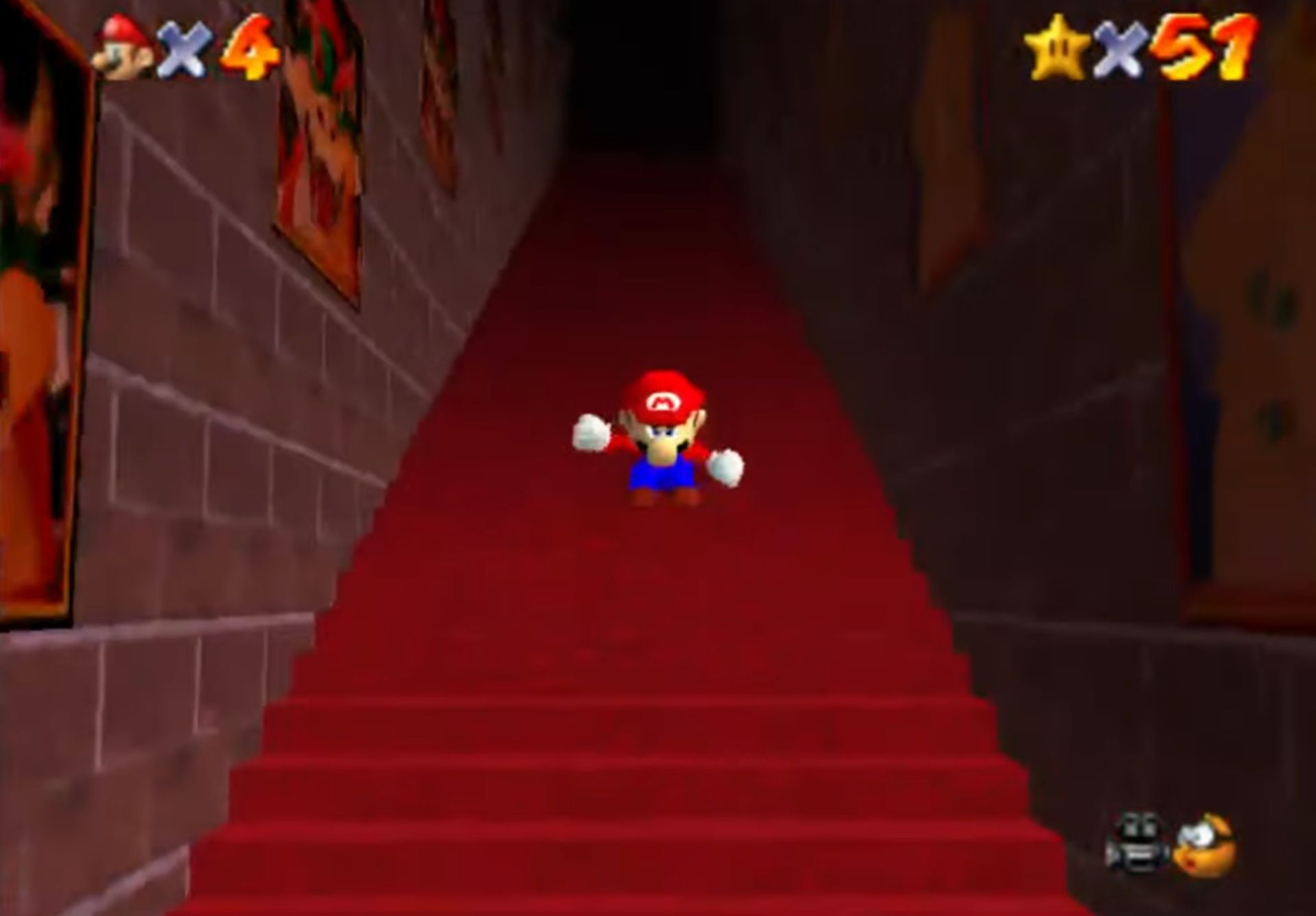 A screenshot of gameplay from Super Mario 64