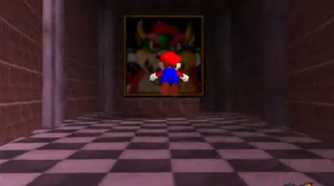 A screenshot of gameplay from Super Mario 64