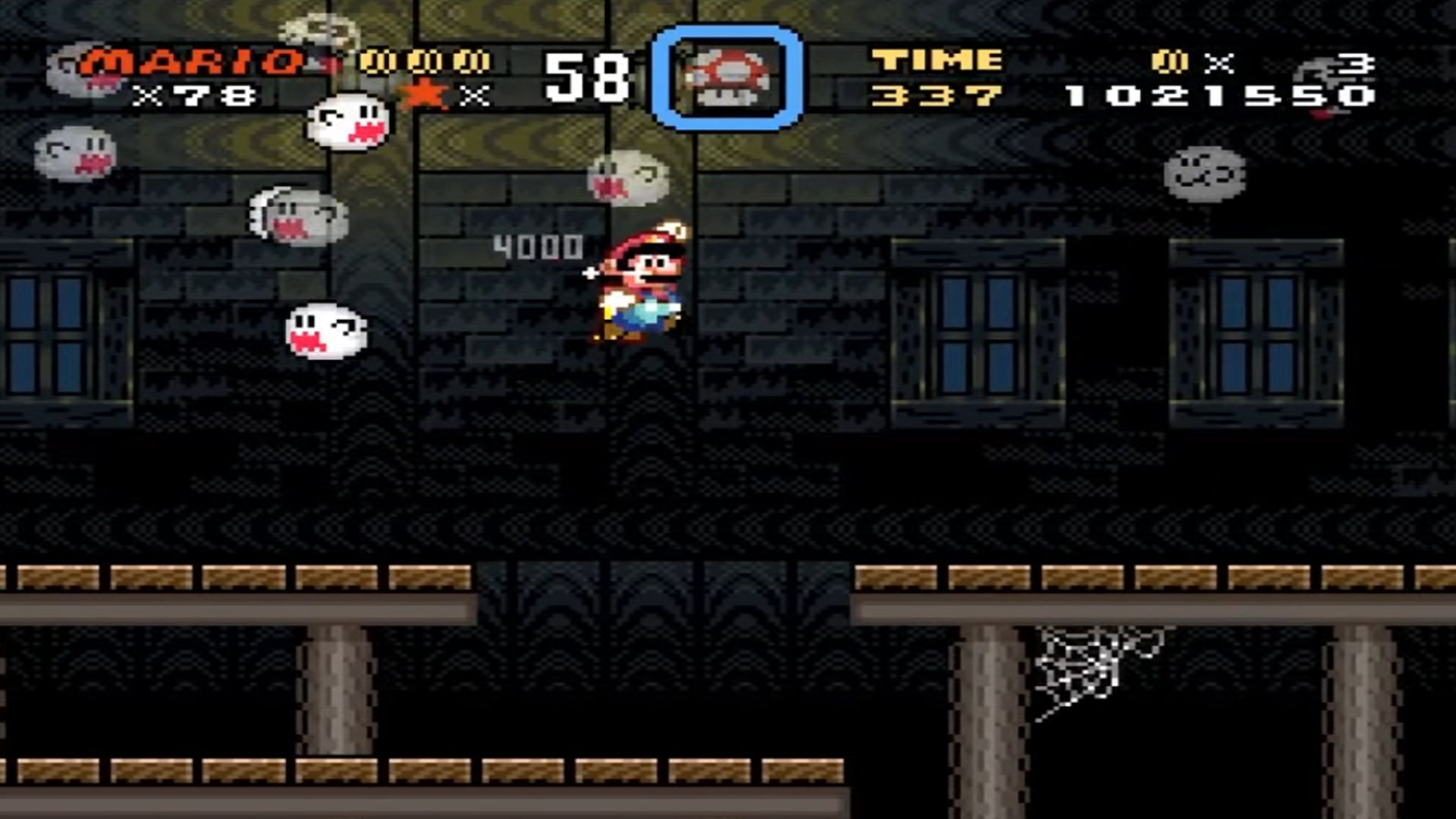 A screenshot of gameplay from Super Mario World