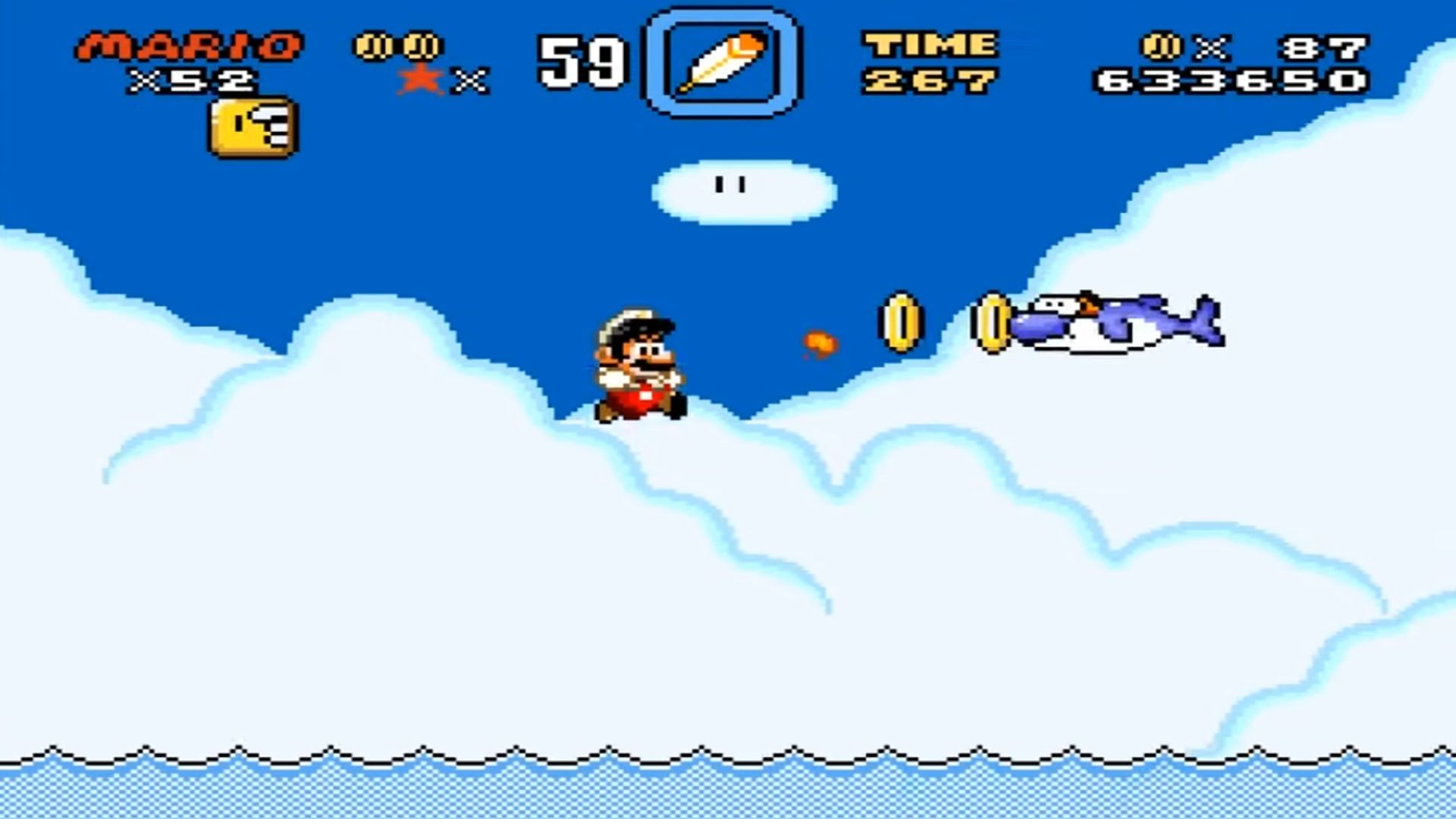 A screenshot of gameplay from Super Mario World