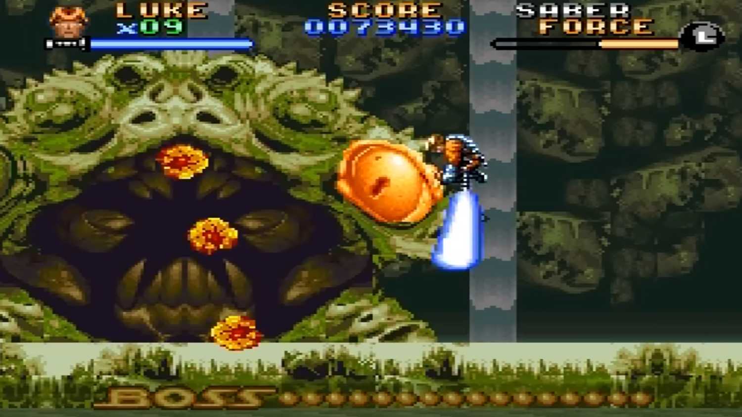 A screenshot of gameplay from Super Star Wars The Empire Strikes Back