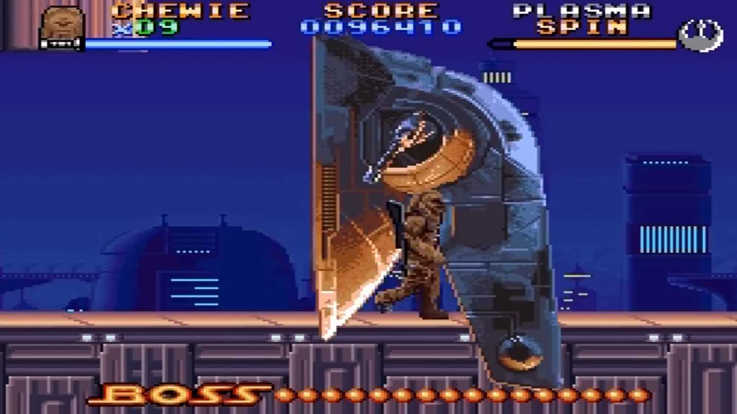 A screenshot of gameplay from Super Star Wars The Empire Strikes Back